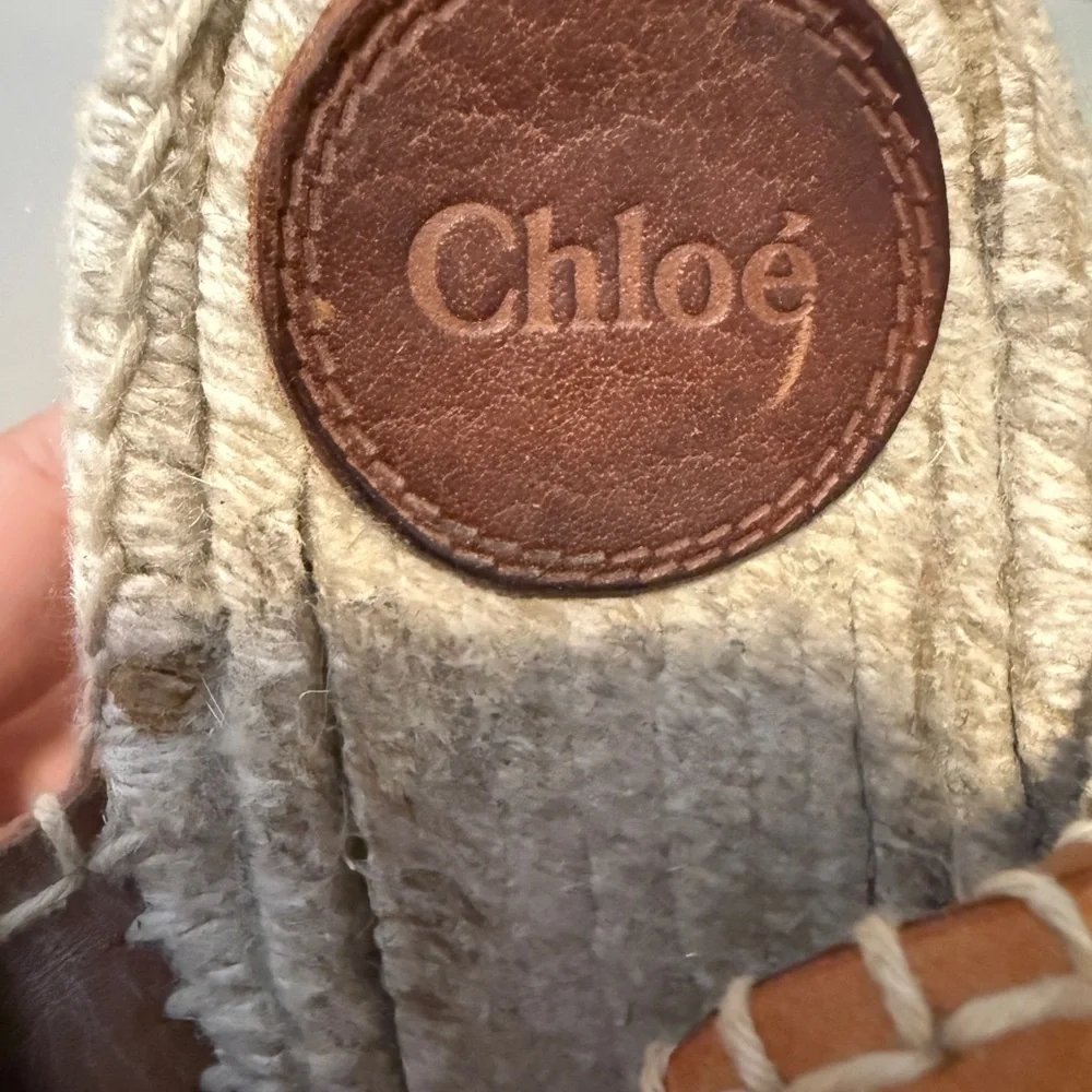 Chloe Lucinda Tan Leather Platform Espadrille Sandals